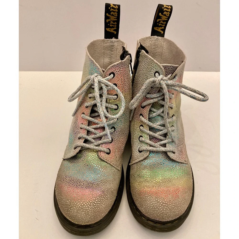 Doc Martens Airwalk Leather Multicolor Combat‎ Boots Lug Pascal J 1460 Kids Sz 2